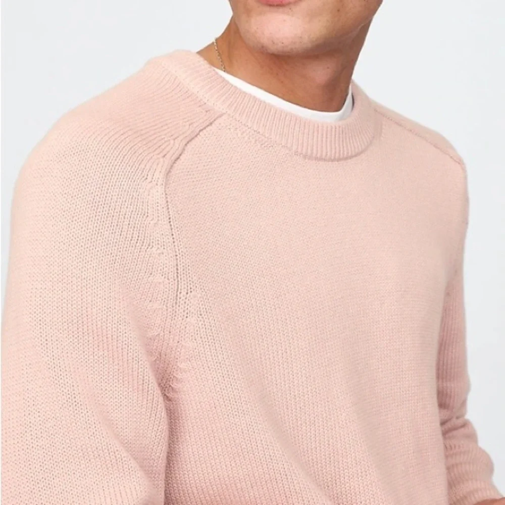GAP Men’s Raglan Crewneck Heavy Knit Cotton Sweater in Willow Pink Size Medium